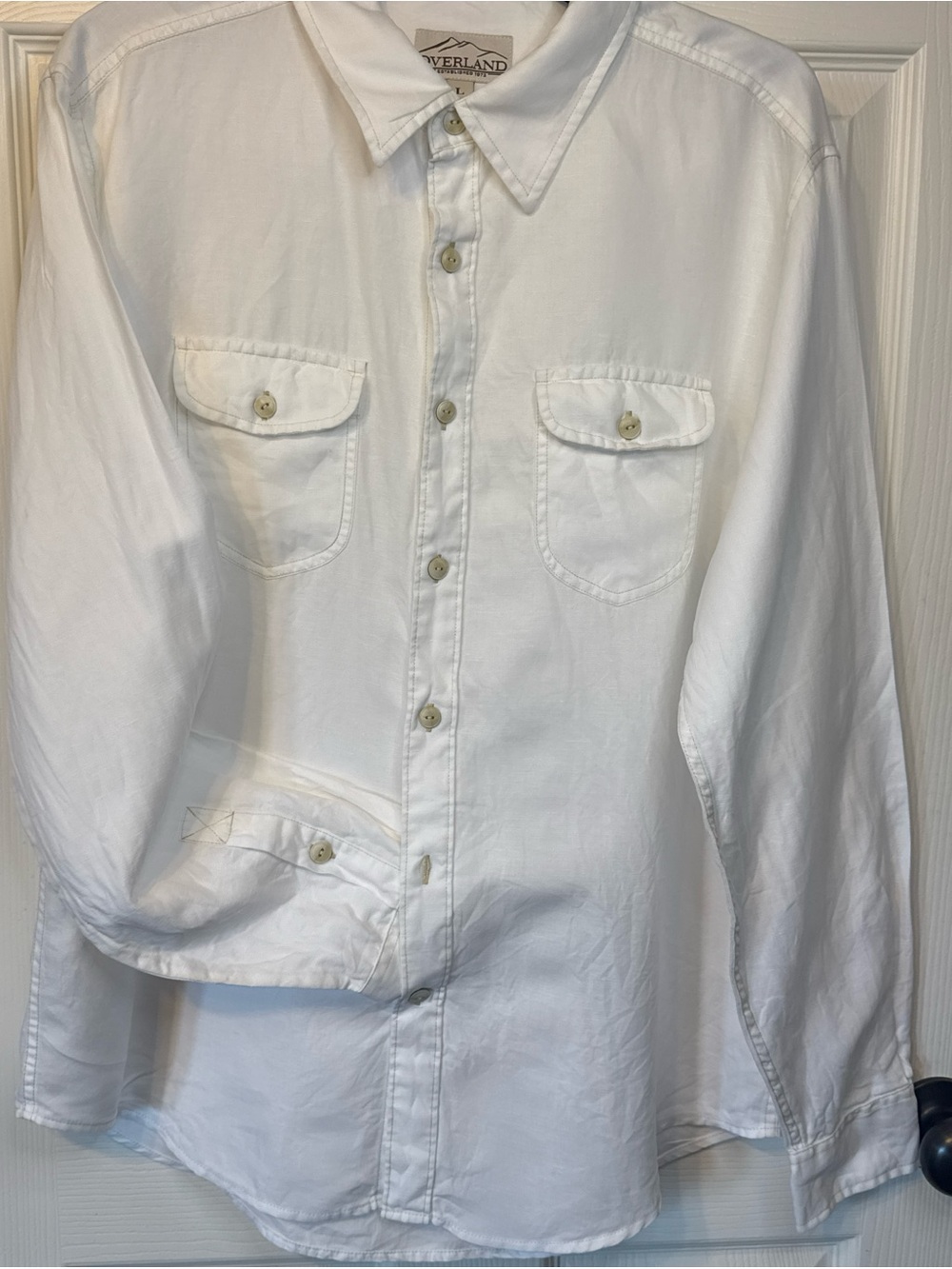 Overland White Linen Blend Safari Utility Shirt Men’s Large